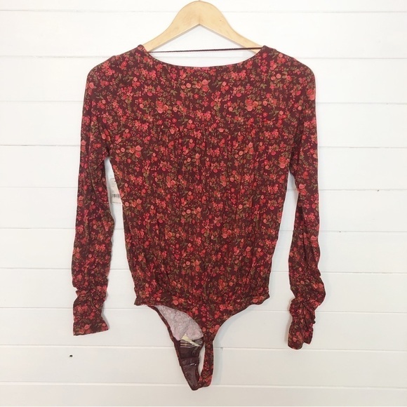 Free People Intimately Kaya Floral Bodysuit Keyhole in Chocolate Combo - Picture 3 of 7